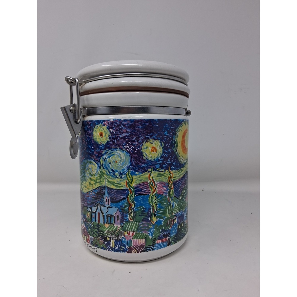 Chaleur Masters Collection, D. Burrows "Starry Night" 8" Ceramic Jar / Canister